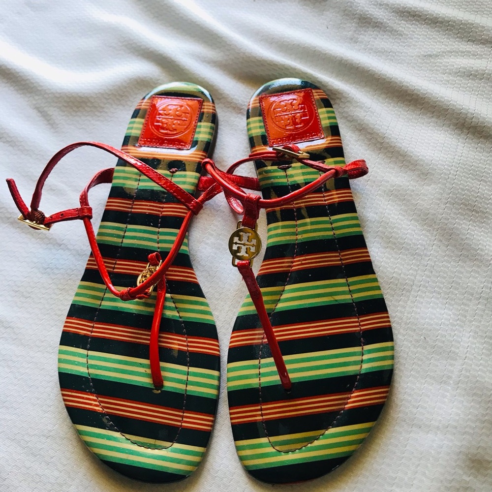 Tory Burch Striped Sandals - Red and Green - Picture 5 of 7